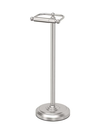 Bailey Freestanding Toilet Paper Holder in Satin Nickel.